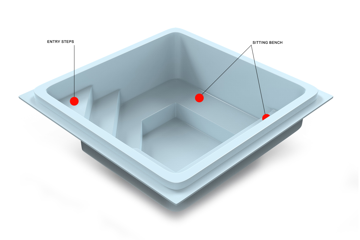 Rectangular small fiberglass inground PA