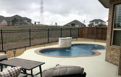 Charm-25 fiberglass pool and small splash deck rendering