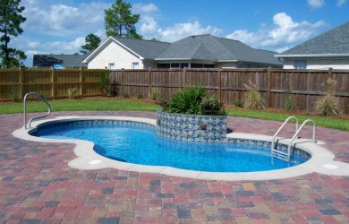 Charm-25 fiberglass pool and small splash deck rendering