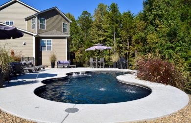 Charm-30 fiberglass pool and small splash deck rendering