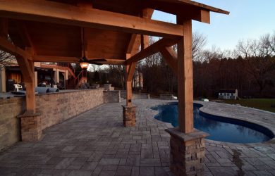 Charm-30 fiberglass pool and small splash deck rendering