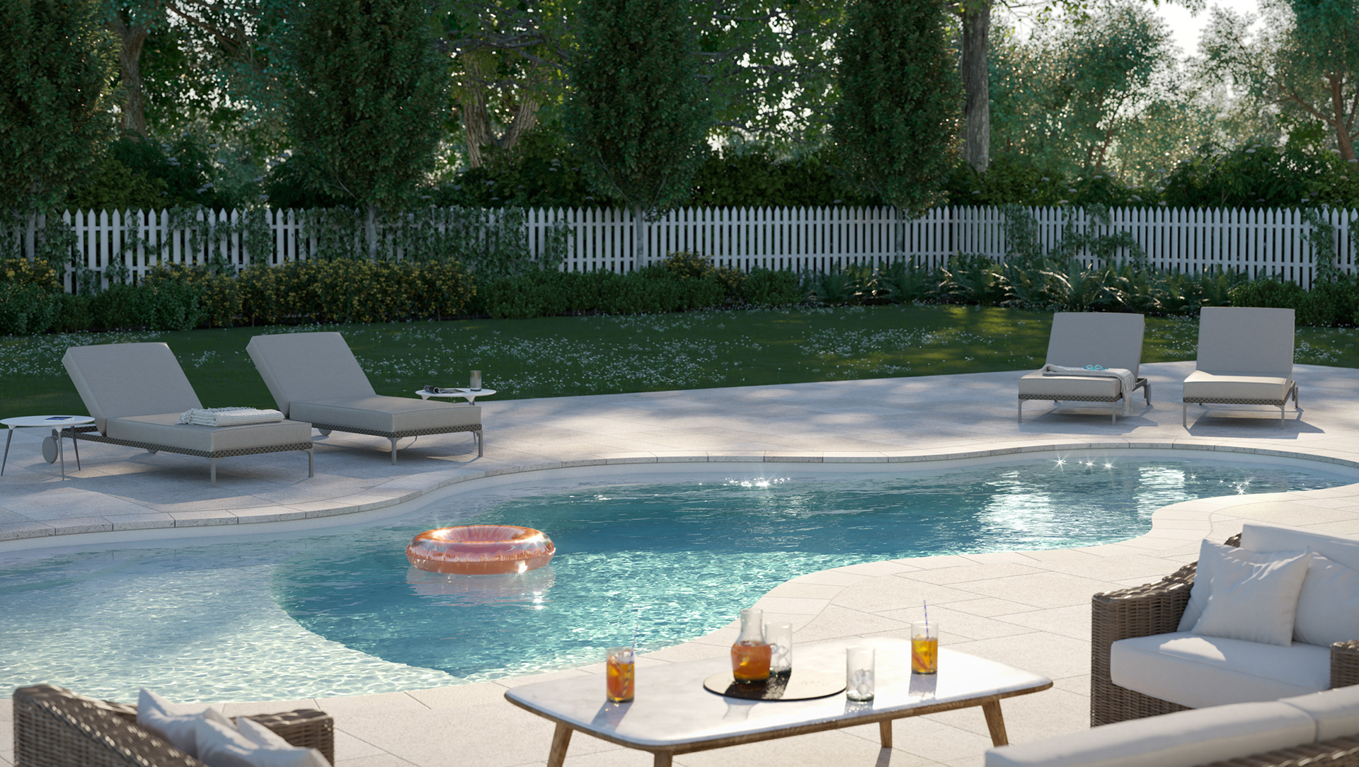 clipse-30 fiberglass pool and splash deck rendering