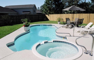 Sunset 32 fiberglass pool and spa rendering