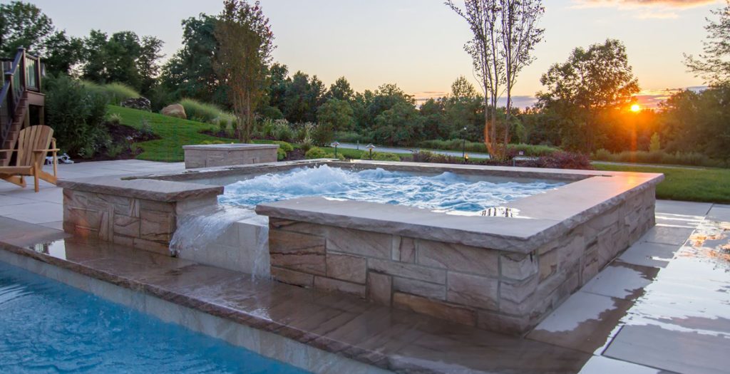 fiberglass pool with spillover spa