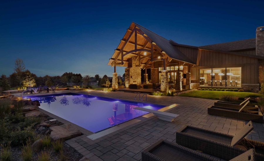 Moder night time poolscape lighting